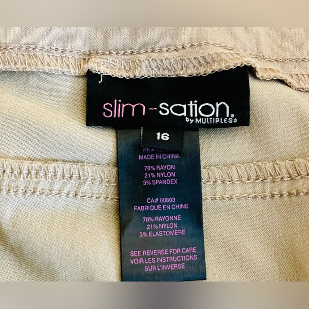 Women’s “Slim-sation by MULTIPLES” Slimming Khaki Capris - Picture 7 of 12